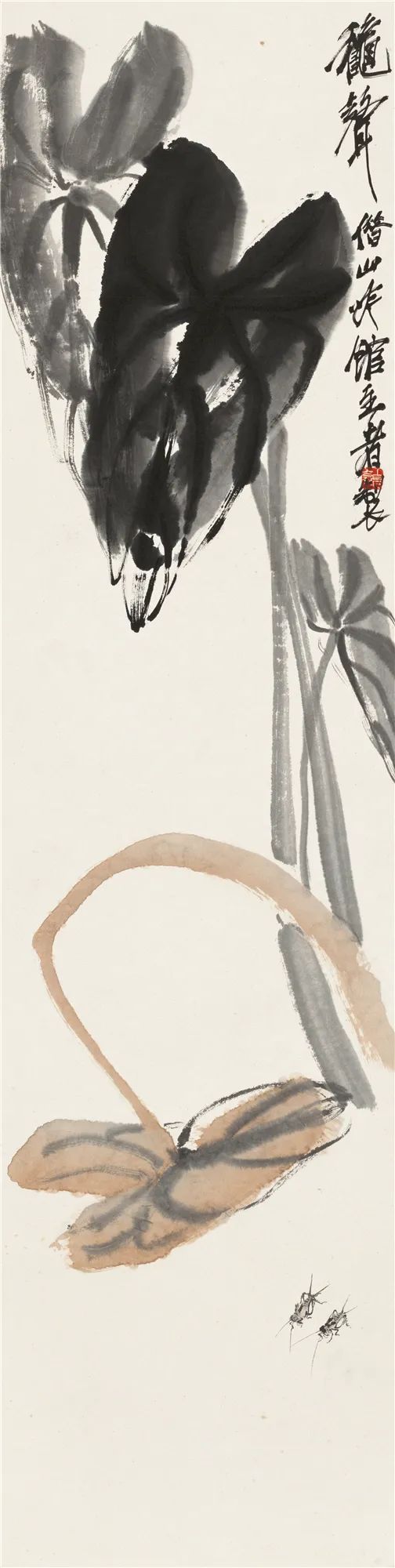 秋声 齐白石 133cm×33cm 无年款 纸本设色 北京画院藏